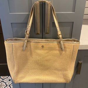 Tory Burch woven bag with gold trim